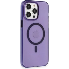 Mey Ithalat® iPhone 14 Pro Max Kılıf Tron Şeffaf Magsafe Kapak - Derin Mor