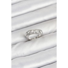 Inure Jewelry Pirinç Gümüş Renk Zirkon Taşlı Kadın Yüzük