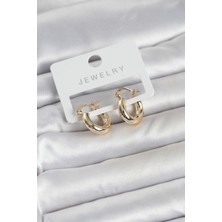 Inure Jewelry Gold Renk Pirinç Halka 15 mm Kadın Küpe
