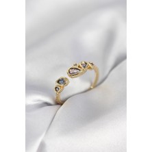 Inure Jewelry Gold Renk Mor Damla Zirkon Taşlı Kadın Yüzük