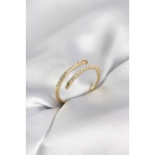 Inure Jewelry Gold Renk Yılan Kuyruk Model Zirkon Taşlı Kadın Yüzük