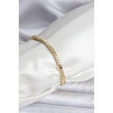 Inure Jewelry 14K Gold Renk Kaplama Kare Zincir Model CM Kadın Bileklik