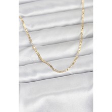 Inure Jewelry CM 14K Gold Renk Yassı Zincir Model 60 cm Kadın Kolye