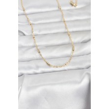 Inure Jewelry CM 14K Gold Renk Bar Zincir Model 60 cm Kadın Kolye