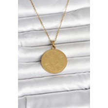 Inure Jewelry 316L Çelik Gold Renk Ayetel Kürsi Yazılı Kolye