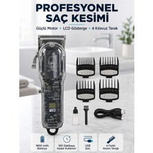 Arenes Profesyonel Erkek Tıraş Makinesi Güçlü Motorlu LCD Göstergeli 1800 Mah Bataryalı USB Şarjlı Saç Kesme Makinesi - Lisinya