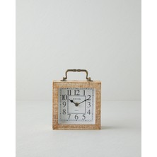 English Home Adalia MDF Masa Saati Yuvarlak Krem Renk 15X17X5,5 cm Doğal Malzeme