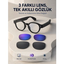 Shopwave Siyah Akıllı Kamera Gözlüğü Fotoğraf Video Çekimli Yapay Zeka Destekli Bluetooth Çoklu Dil Çeviri 3 Lensli