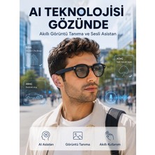 Shopwave Siyah 3 Lensli Akıllı Kamera Gözlüğü Bluetooth Görüşme Müzik Kontrolü Aı Sesli Asistan ve Görüntü Tanıma