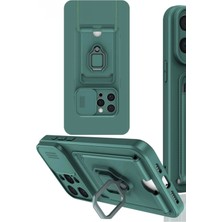Marsilyan™-  Apple Iphone 15 Pro Kılıf Zuma Kartvizitli Yüzüklü Silikon - Yeşil