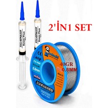 Smnr Hassas Elektronik Lehimleme Seti Mechanic 0,8 mm 40GR Lehim Teli ve Flux Lehim Toplama 2in1 Arada ST03