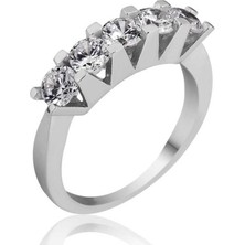 Inure Jewelry Gümüş 5 Taş Bayan Yüzük