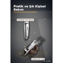 Beruflic Paslanmaz Çelik 3 Taraklı Kablosuz Saç Sakal Düzeltici Tıraş Makinesi Seti BX-313690
