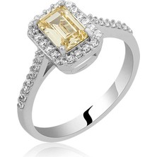 Inure Jewelry Gümüş Sarı Baget Taşlı Kadın Yüzük