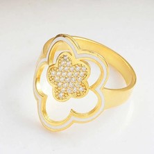 Inure Jewelry ​gümüş Gold Çiçek Desenli Kadın Yüzük