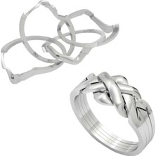 Inure Jewelry Gümüş 4 Parçalı Yapboz Bilmece Yüzük