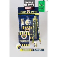 LİSANSLI FENERBAHÇE 6'LI KIRTASİYE SETİ NOT DEFTERİ,SİLGİ,CETVEL,KALEMTRAŞ,2 ADET KURŞUN KALEM "DEKOMUS CEP DEFTERİ HEDİYELİ"