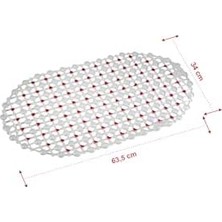 TeknoKapsül Eko Serisi Banyo - Küvet Içi Kaydırmaz Vantuzlu Oluklu Oval Paspas 63 x 34 Cm, Kırmızı