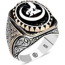 Inure Jewelry Gümüş Hilal Bozkurt Oval Erkek Yüzük