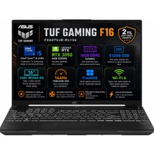 Asus TUF Gaming F16 FX607VJB-RL136-GAMING Intel Core 5 210H 16GB 512GB SSD RTX 3050 6GB 16" FHD+ (1920 x 1200) WUXGA 144Hz IPS Panel Freedos Taşınabilir Bilgisayar