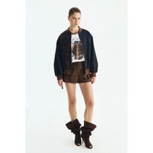 ROMAN Nakışlı Bomber Denim Ceket Lacivert KK016501_015