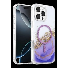 Marsilyan™- Onegif Apple Iphone 16 Pro Max Lotus Simli Magsafe Kapak - Mor