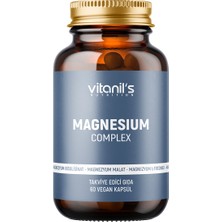 Vitanil's Nutrition Magnezyum Complex (Magnezyum Malat, Taurat, L-Treonat, Sitrat, Bisglisinat, Vitamin B6 ) 60 Kapsül