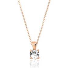Inure Jewelry ​Gümüş Rose Tek Taş Kolye