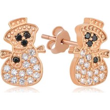 Inure Jewelry Gümüş Rose Kardan Adam Kadın Küpe