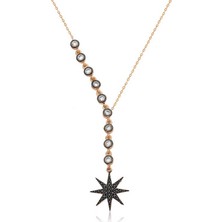 Inure Jewelry Gümüş Sıra Taşlı Yıldız Bayan Kolye