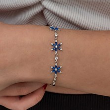 Inure Jewelry Gümüş Lacivert Lotus Çiçeği Kadın Bileklik