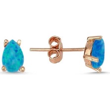 Inure Jewelry ​Gümüş Damla Koyu Mavi Opal Taş Küpe