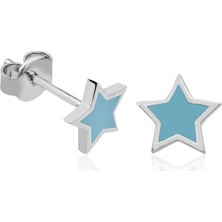 Inure Jewelry Gümüş Fosforlu Mavi Yıldız Küpe