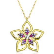 Inure Jewelry ​Gümüş Gold Çiçek Kadın Kolye