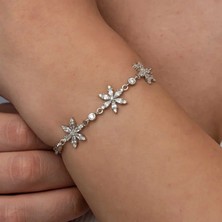 Inure Jewelry Gümüş Beyaz Lotus Çiçeği Kadın Bileklik
