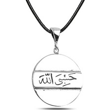 Inure Jewelry Gümüş Arapça Hasbiyallah Yazılı Kolye