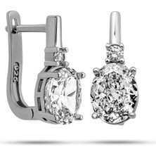 Inure Jewelry Gümüş Ice Cut Oval Işıltı Zirkon Taşlı Kadın Küpe