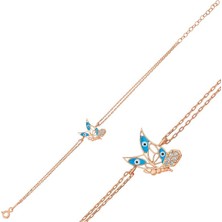 Inure Jewelry ​Gümüş Rose Kelebek Kadın Bileklik