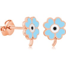 Inure Jewelry Gümüş Fosforlu Mavi Yonca Küpe