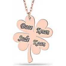 Inure Jewelry Gümüş Rose Dört Yaprak İsimli Yonca Bayan kolye