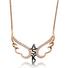Inure Jewelry Gümüş Rose Aşk Yazılı Melek Kanadı Kadın Kolye