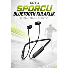 Neffo Sporcu Bluetooth Kulaklık Boyun Gürültü Önleyici Özellikli Kulakiçi Tasarım Siyah