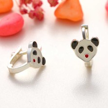 Inure Jewelry Gümüş Panda Çocuk Küpesi
