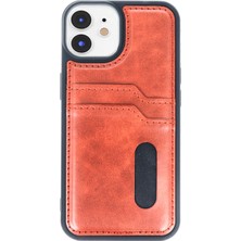 Kap Kaç iPhone 11 Kılıf Sara Kartvizitli Deri Kılıf - Taba