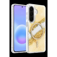 Marsilyan™- Onegif Samsung Galaxy A37 5g Lotus Simli Magsafe Kapak - Gümüş