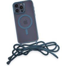Kap Kaç iPhone 12 Pro Max Kılıf Divo Lazer Askılı Magsafe Kapak - Sierra Blue