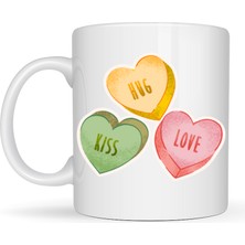 Kap Kaç Hug Kiss Love Model 10 Porselen Kupa – Cıvıl Cıvıl Kalpli Tasarım, Sevgiliye & Hediye Kupası