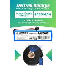Electroll Coredy L900 L9 Uyumlu Batarya (ULTRA YÜKSEK KAPASİTE) 6400mah Pil Robot Süpürge Batarya Değişimi