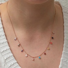 Inure Jewelry Gümüş Renkli Damla Taşlı Şans Kadın Kolye