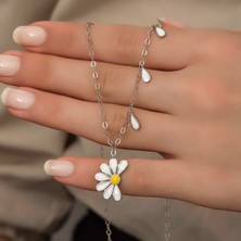 Inure Jewelry Gümüş Rodyum Papatya Seviyor Sevmiyor Bayan Kolye